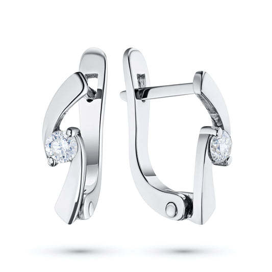 14K White Gold Earrings with Natural Diamonds 0.310 CT.TW