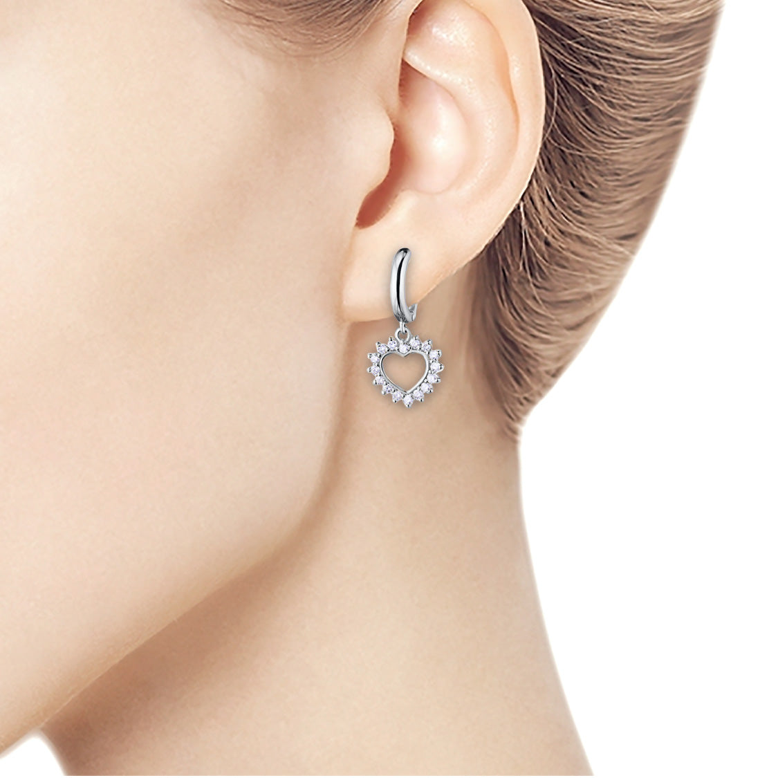 Sterling Silver Earrings with Lab-Created Diamonds 15.360 CT.TW