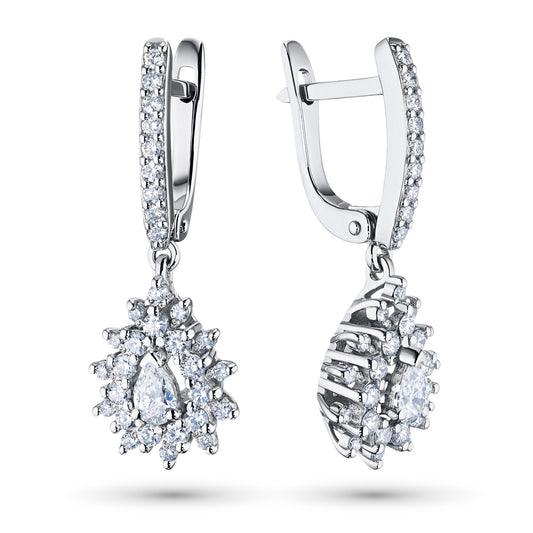 14K White Gold Earrings with Lab-Created Diamonds 18.500 CT.TW