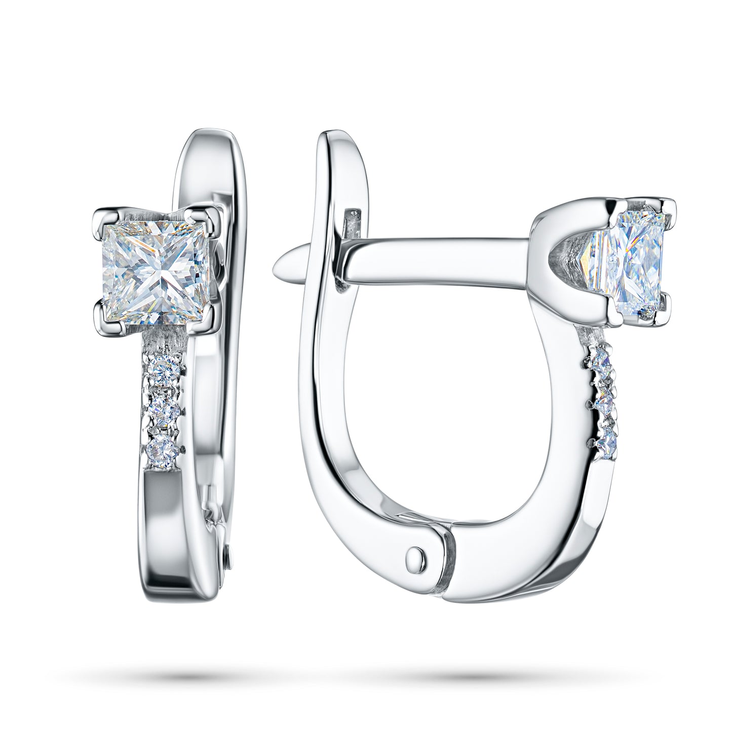 Sterling Silver Earrings with Lab-Created Diamonds 0.850 CT.TW