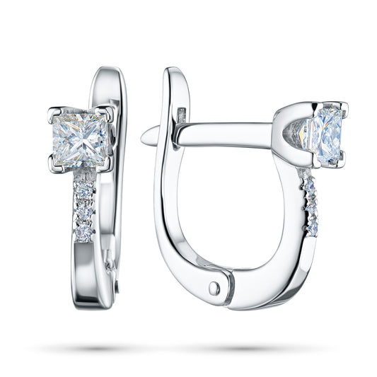 Sterling Silver Earrings with Lab-Created Diamonds 0.850 CT.TW