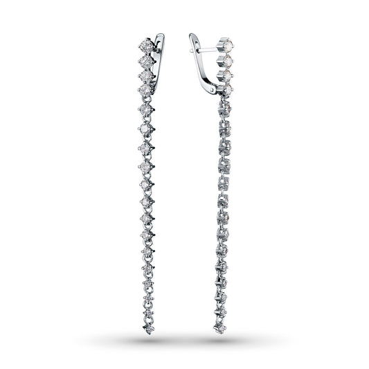 14K White Gold Earrings with Natural Diamonds 6.850 CT.TW