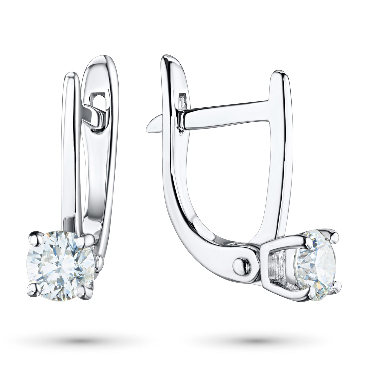 14K White Gold Earrings with Natural Diamonds 0.890 CT.TW