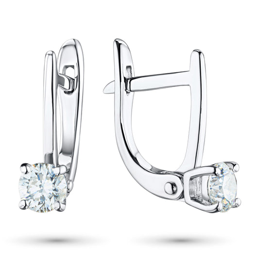 14K White Gold Earrings with Natural Diamonds 0.890 CT.TW