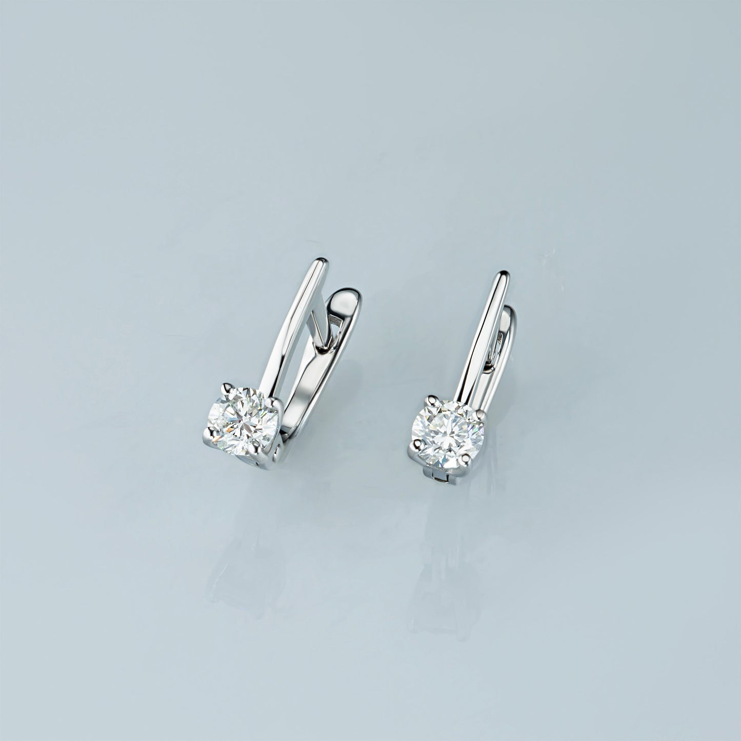 14K White Gold Earrings with Natural Diamonds 0.890 CT.TW