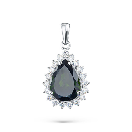14K White Gold Pendant with Chrome diopside and Lab-Created Diamonds 7.710 CT.TW