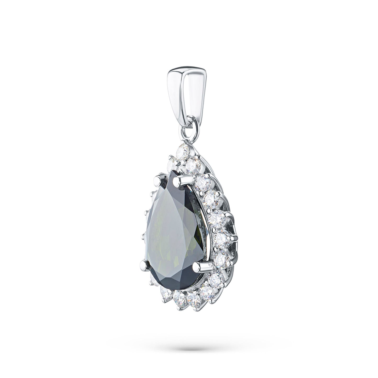 14K White Gold Pendant with Chrome diopside and Lab-Created Diamonds 7.710 CT.TW