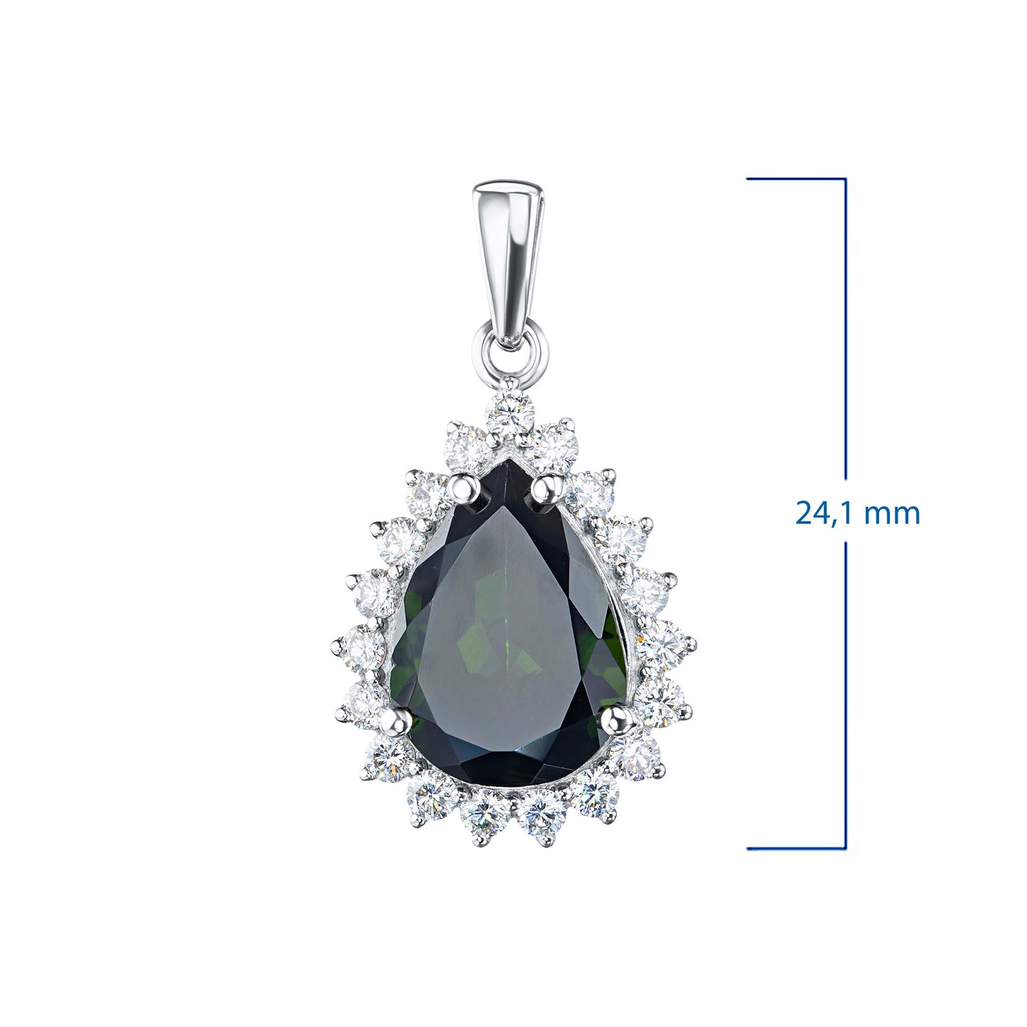 14K White Gold Pendant with Chrome diopside and Lab-Created Diamonds 7.710 CT.TW