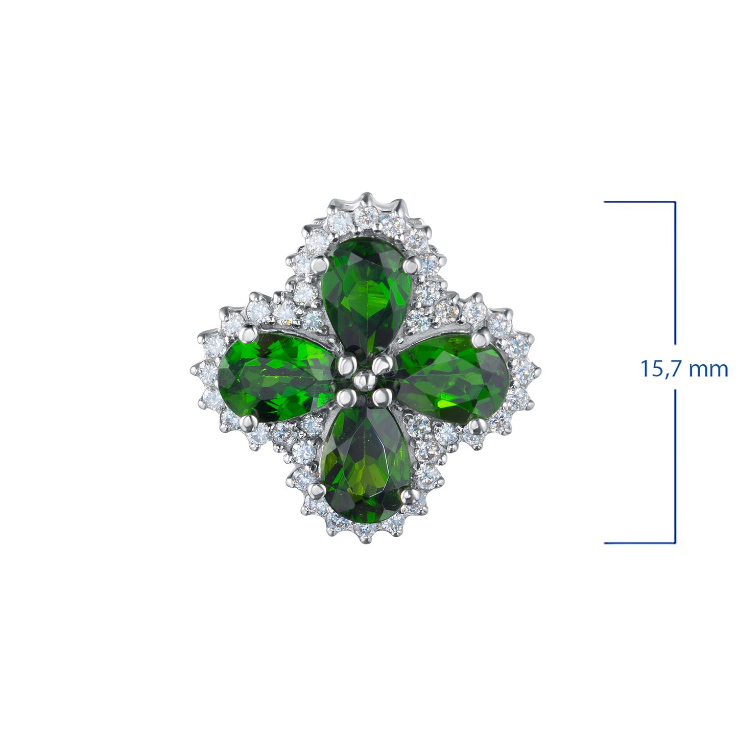 14K White Gold Pendant with Chrome diopside and Lab-Created Diamonds 10.000 CT.TW