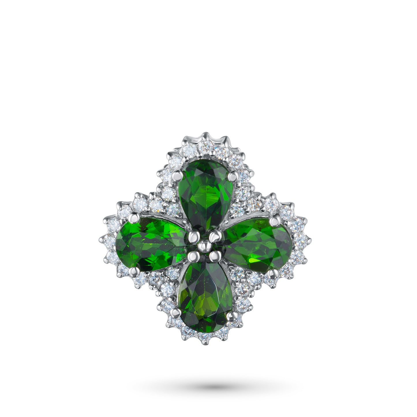 14K White Gold Pendant with Chrome diopside and Lab-Created Diamonds 10.000 CT.TW