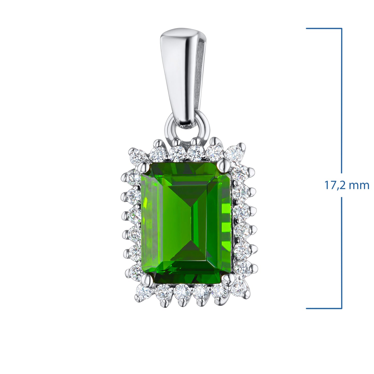 14K White Gold Pendant with Chrome diopside and Lab-Created Diamonds 3.620 CT.TW