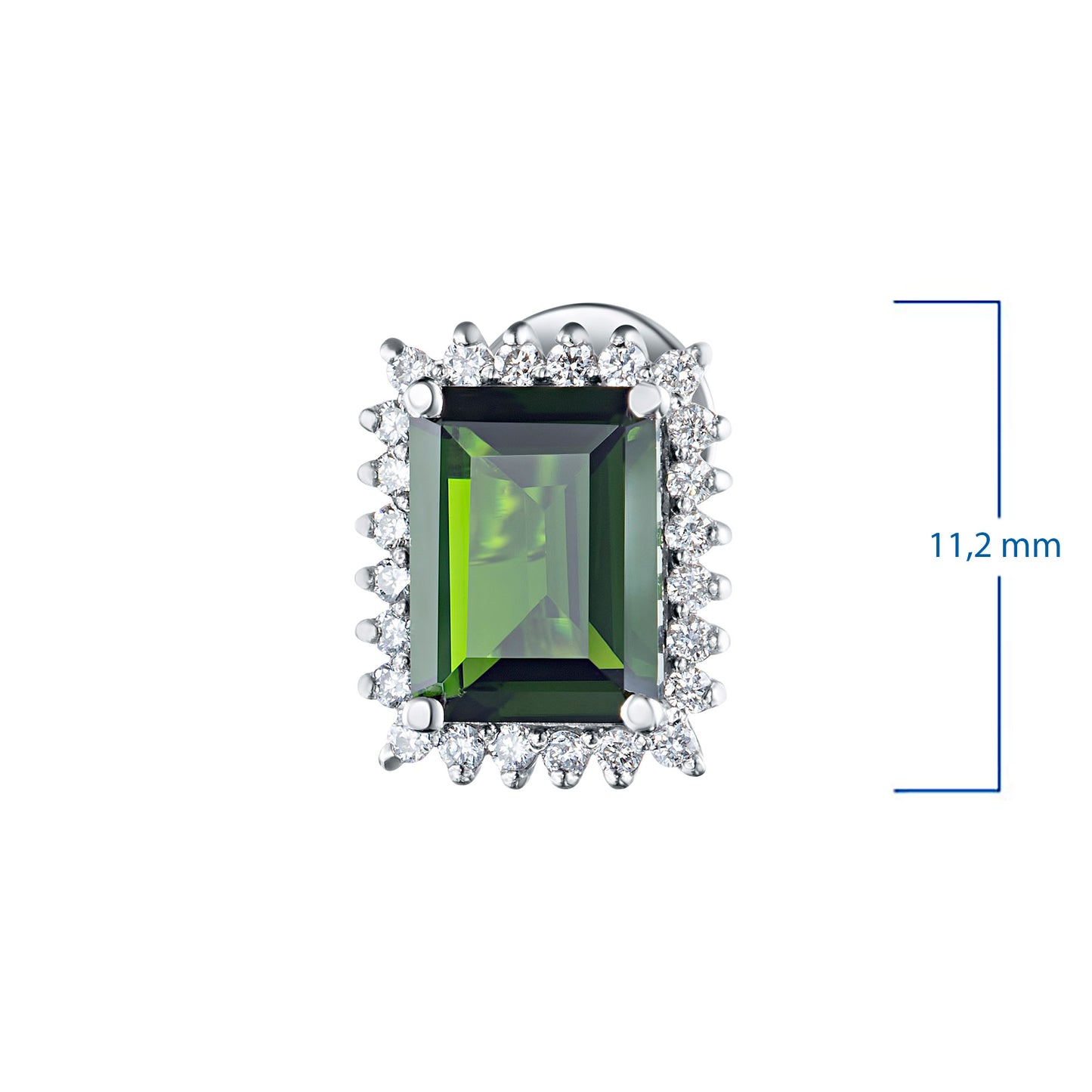 14K White Gold Earring Studs with Chrome diopside and Lab-Created Diamonds 17.380 CT.TW