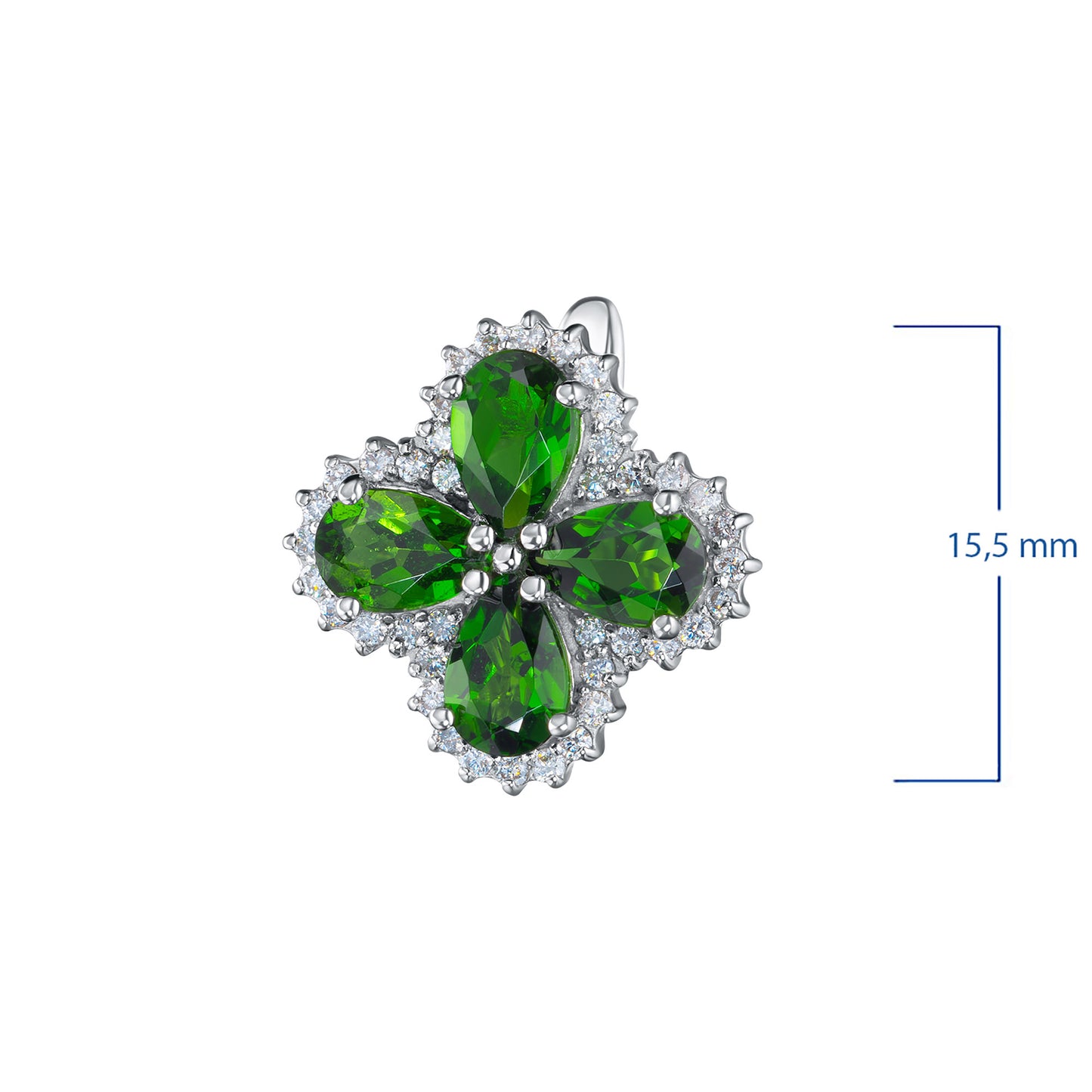 14K White Gold Earrings with Chrome diopside and Lab-Created Diamonds 40.400 CT.TW