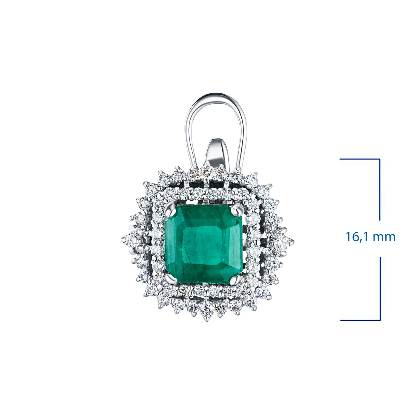 14K White Gold Earrings with Emerald and Lab-Created Diamonds 48.350 CT.TW