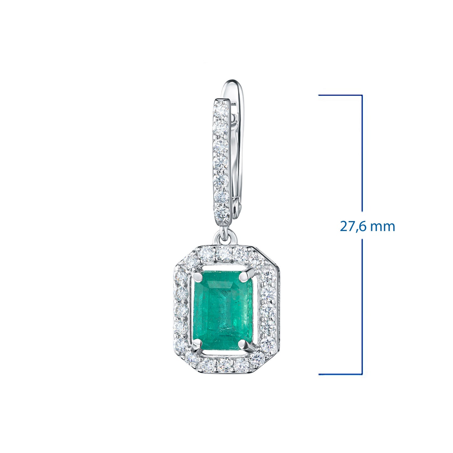 14K White Gold Earrings with Chrome diopside and Lab-Created Diamonds 30.850 CT.TW