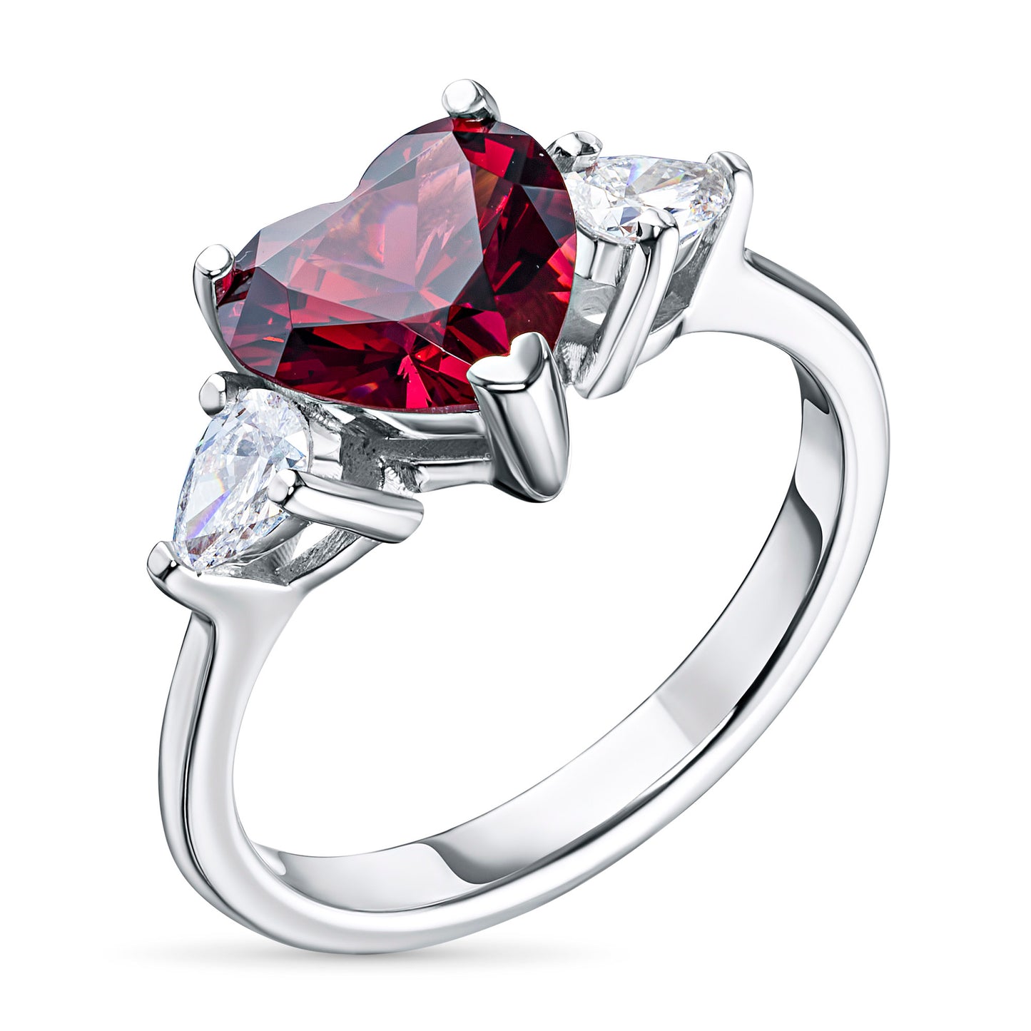 14K White Gold Ring with Ruby grace and Lab-Created Diamonds 0.430 CT.TW