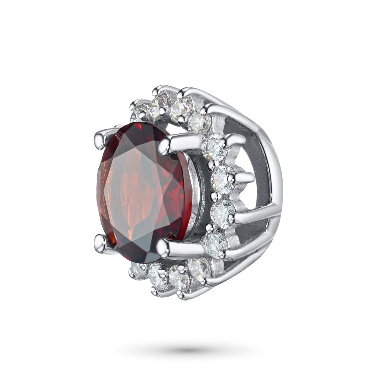 14K White Gold Pendant with Garnet and Lab-Created Diamonds 2.460 CT.TW