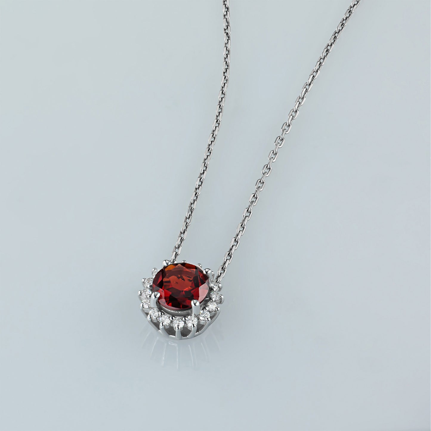 14K White Gold Pendant with Garnet and Lab-Created Diamonds 2.460 CT.TW