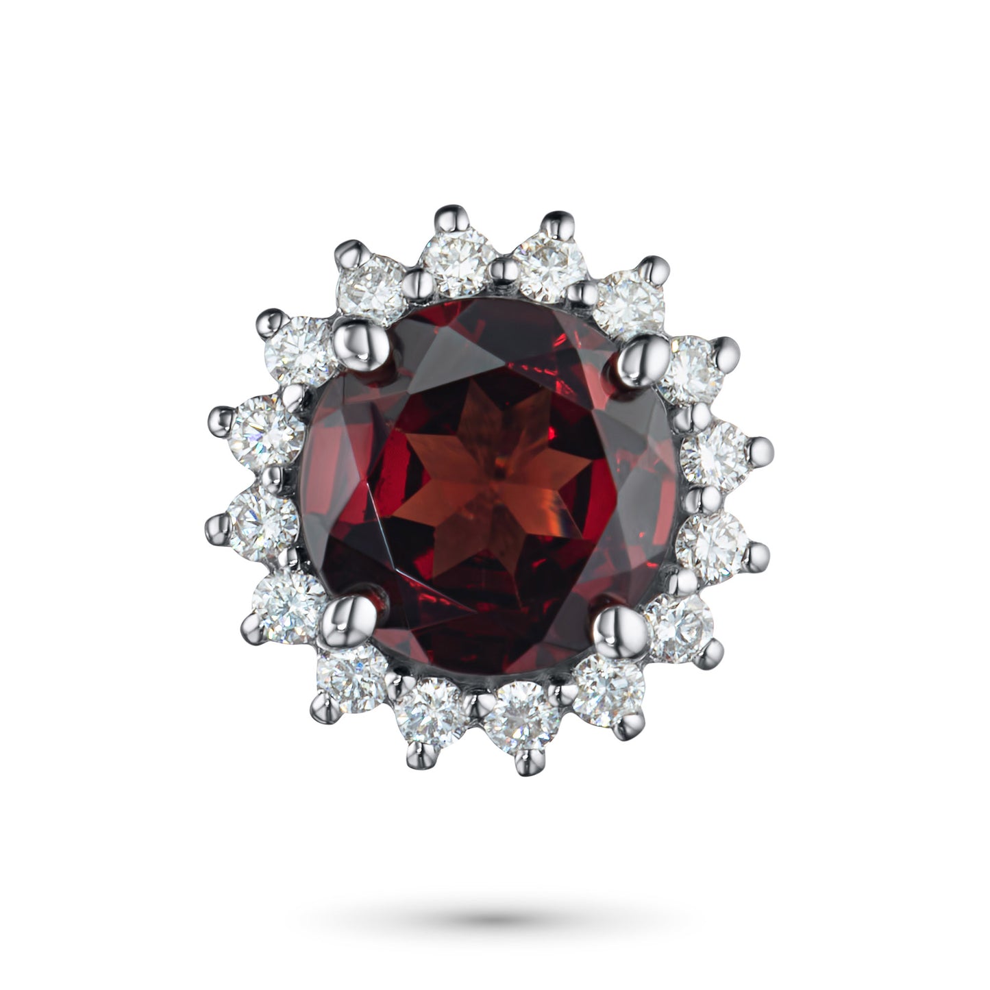14K White Gold Pendant with Garnet and Lab-Created Diamonds 2.460 CT.TW