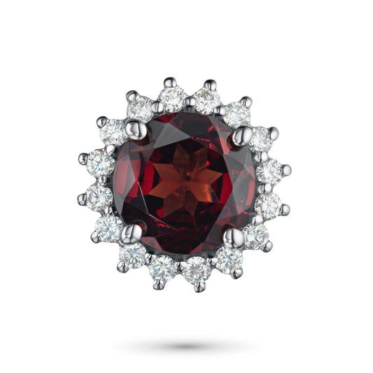14K White Gold Pendant with Garnet and Lab-Created Diamonds 2.460 CT.TW