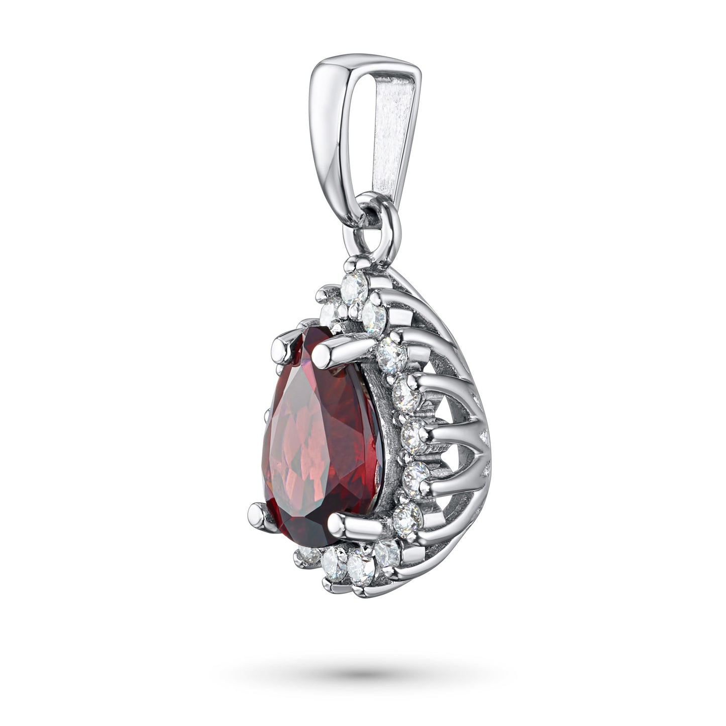 14K White Gold Pendant with Garnet and Lab-Created Diamonds 2.180 CT.TW