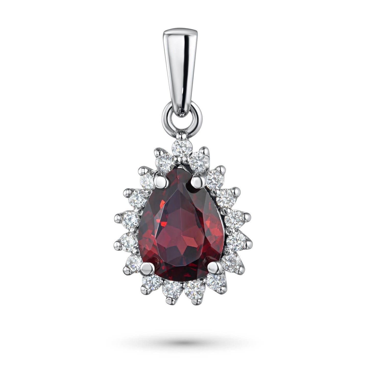 14K White Gold Pendant with Garnet and Lab-Created Diamonds 2.180 CT.TW