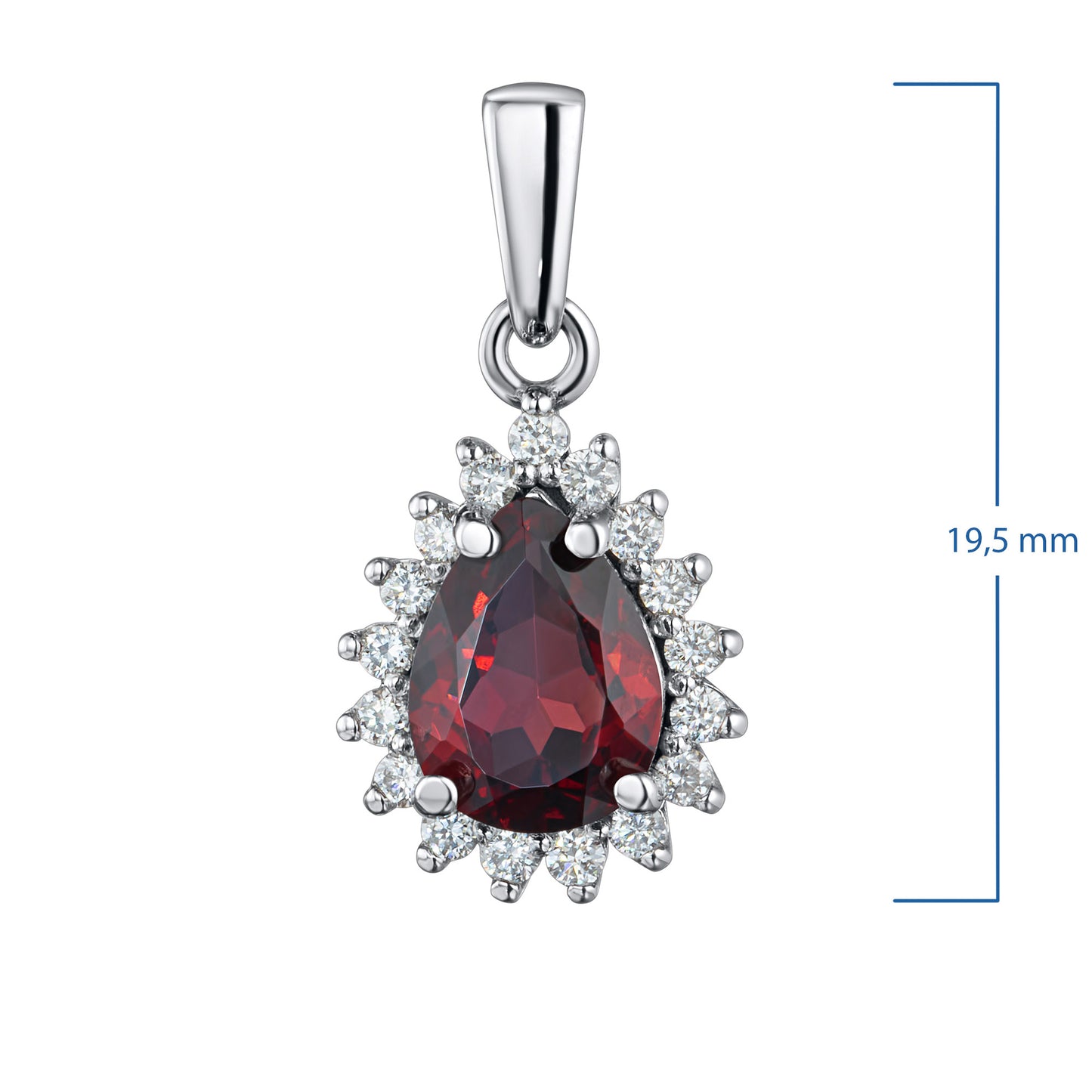 14K White Gold Pendant with Garnet and Lab-Created Diamonds 2.180 CT.TW