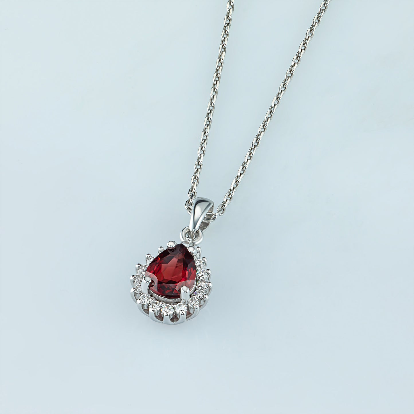 14K White Gold Pendant with Garnet and Lab-Created Diamonds 2.180 CT.TW