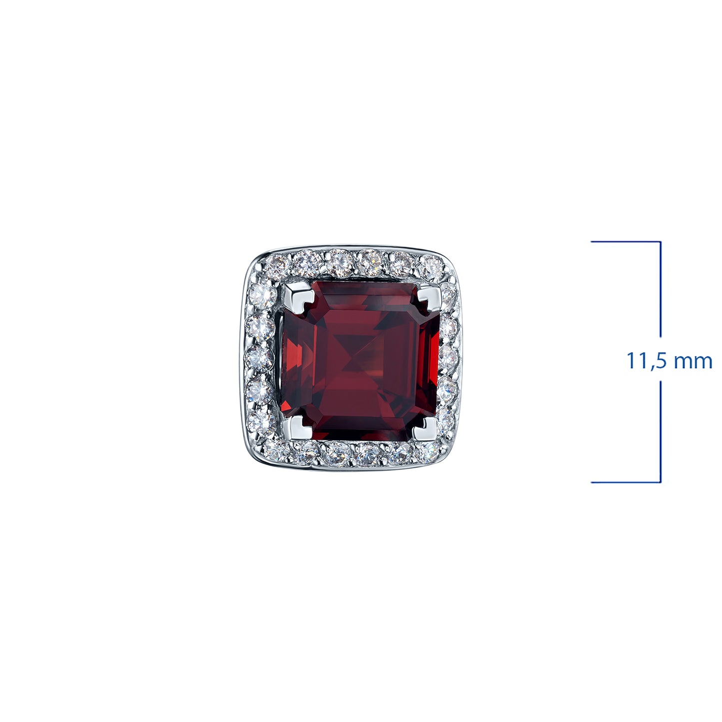 14K White Gold Earring Studs with Garnet and Lab-Created Diamonds 22.750 CT.TW