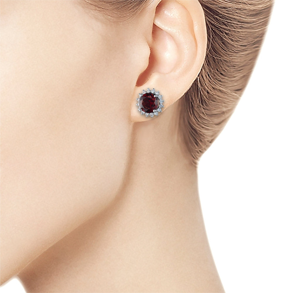 14K White Gold Earring Studs with Tanzanite and Lab-Created Diamonds 9.890 CT.TW