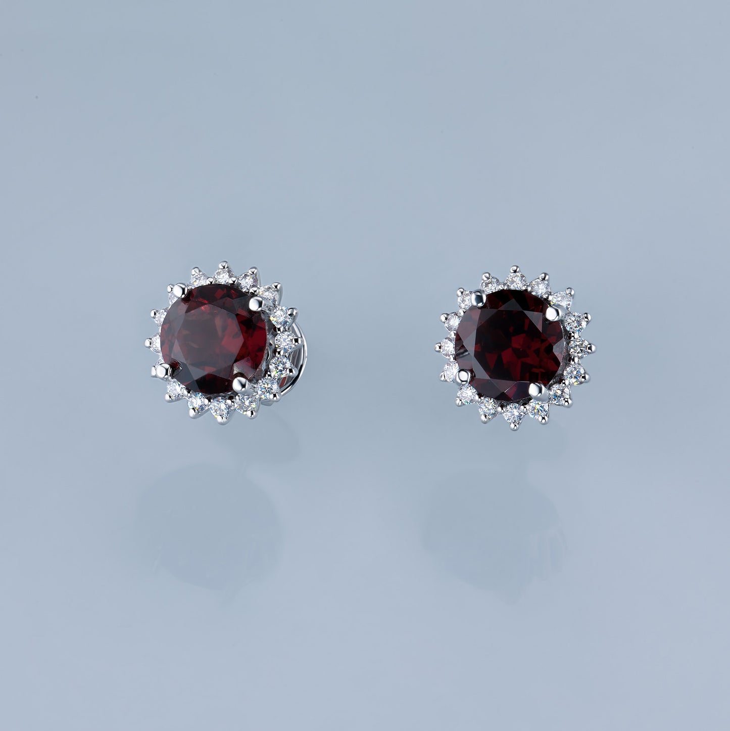 14K White Gold Earring Studs with Tanzanite and Lab-Created Diamonds 9.890 CT.TW