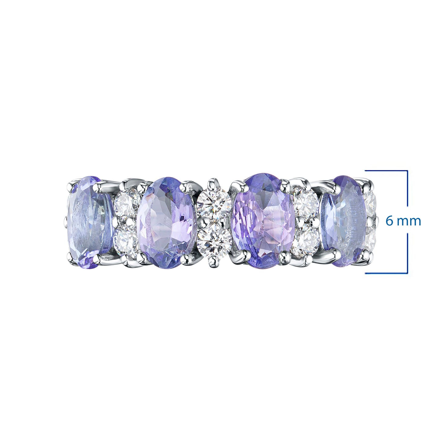 14K White Gold Ring with Tanzanite and Natural Diamonds 4.400 CT.TW