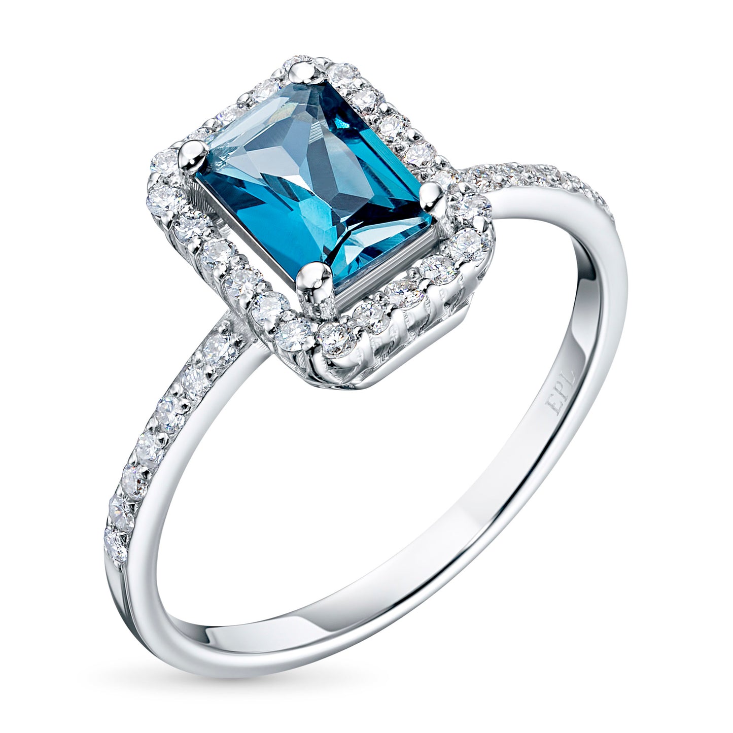 14K White Gold Ring with Topaz and Lab-Created Diamonds 10.160 CT.TW
