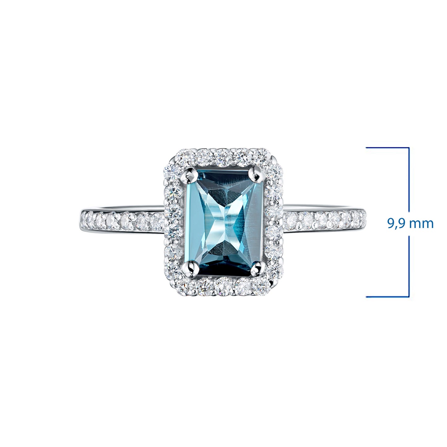 14K White Gold Ring with Topaz and Lab-Created Diamonds 10.160 CT.TW