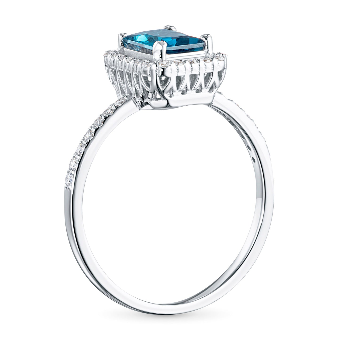 14K White Gold Ring with Topaz and Lab-Created Diamonds 10.160 CT.TW
