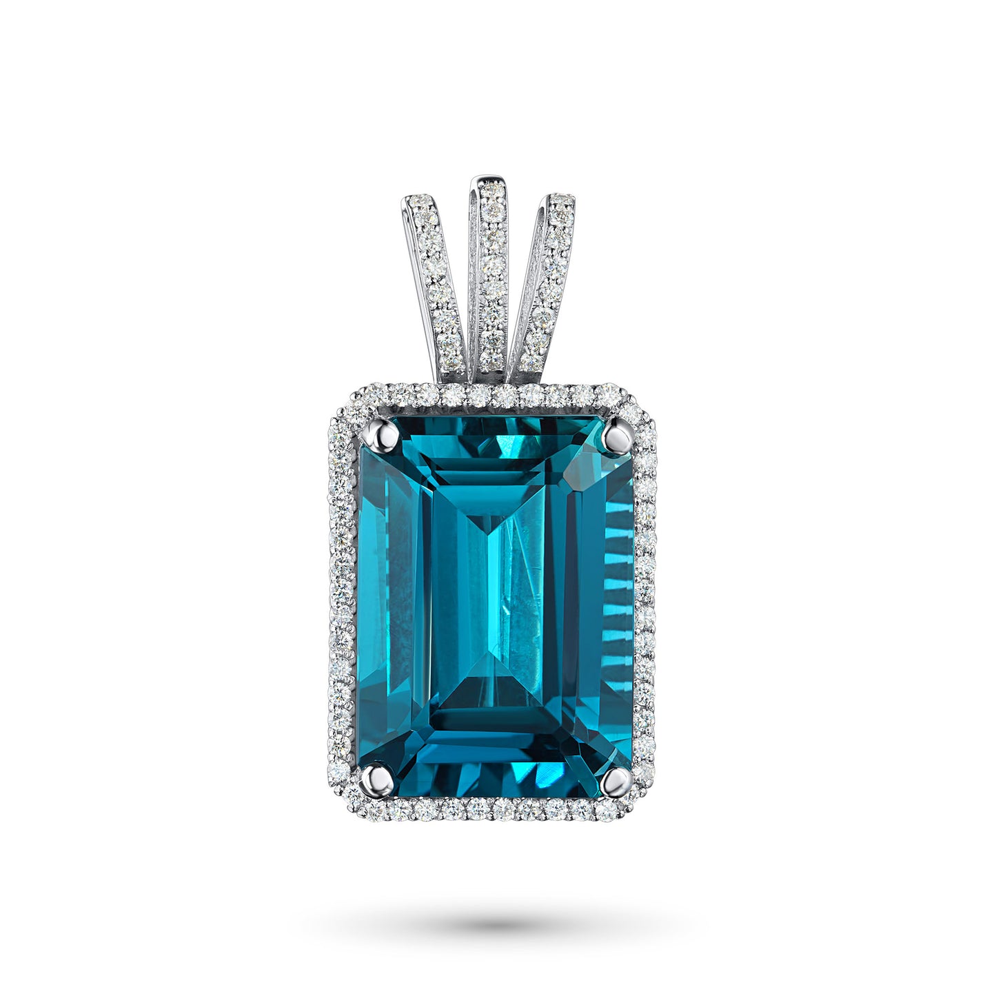 14K White Gold Pendant with Topaz and Lab-Created Diamonds 23.830 CT.TW
