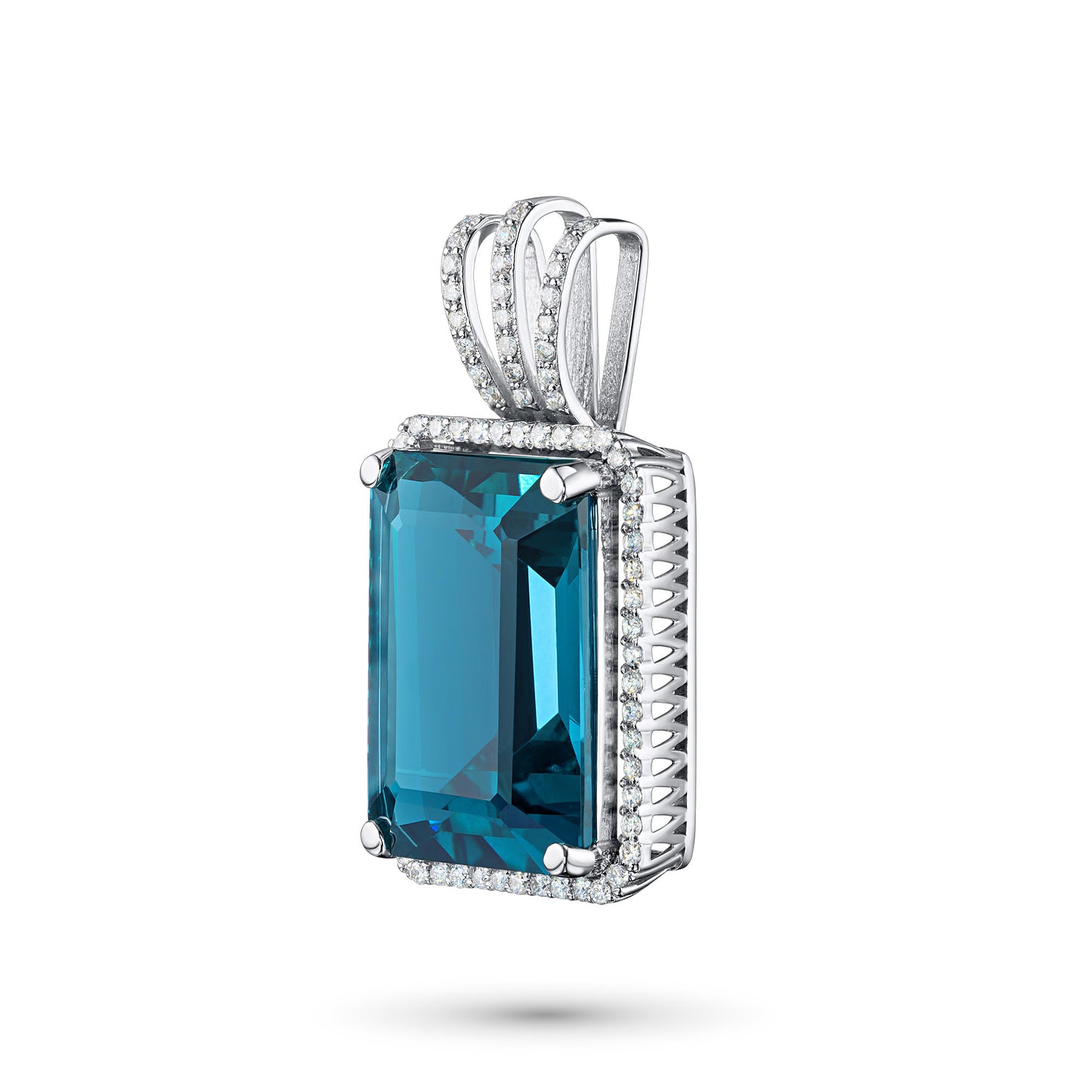14K White Gold Pendant with Topaz and Lab-Created Diamonds 23.830 CT.TW
