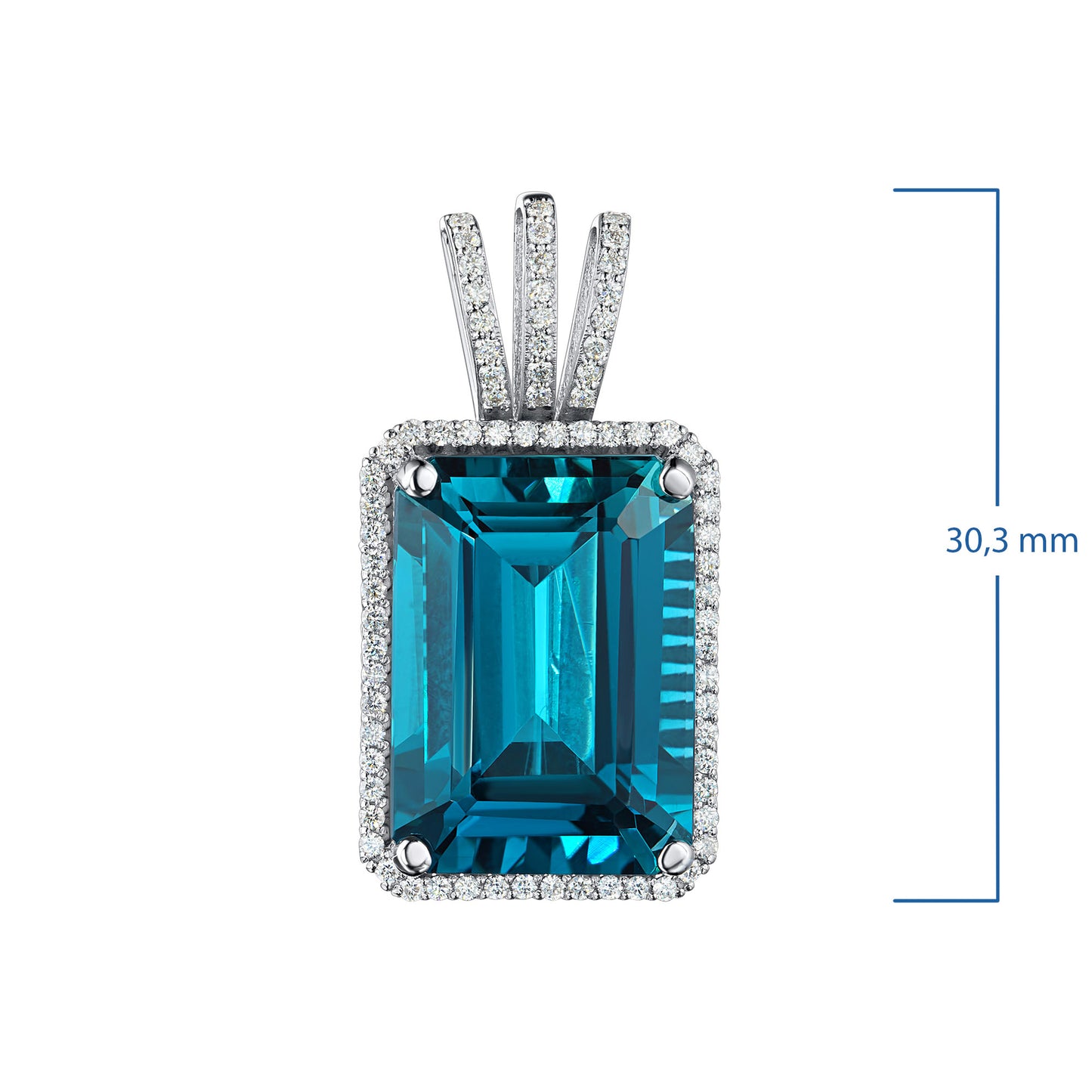 14K White Gold Pendant with Topaz and Lab-Created Diamonds 23.830 CT.TW