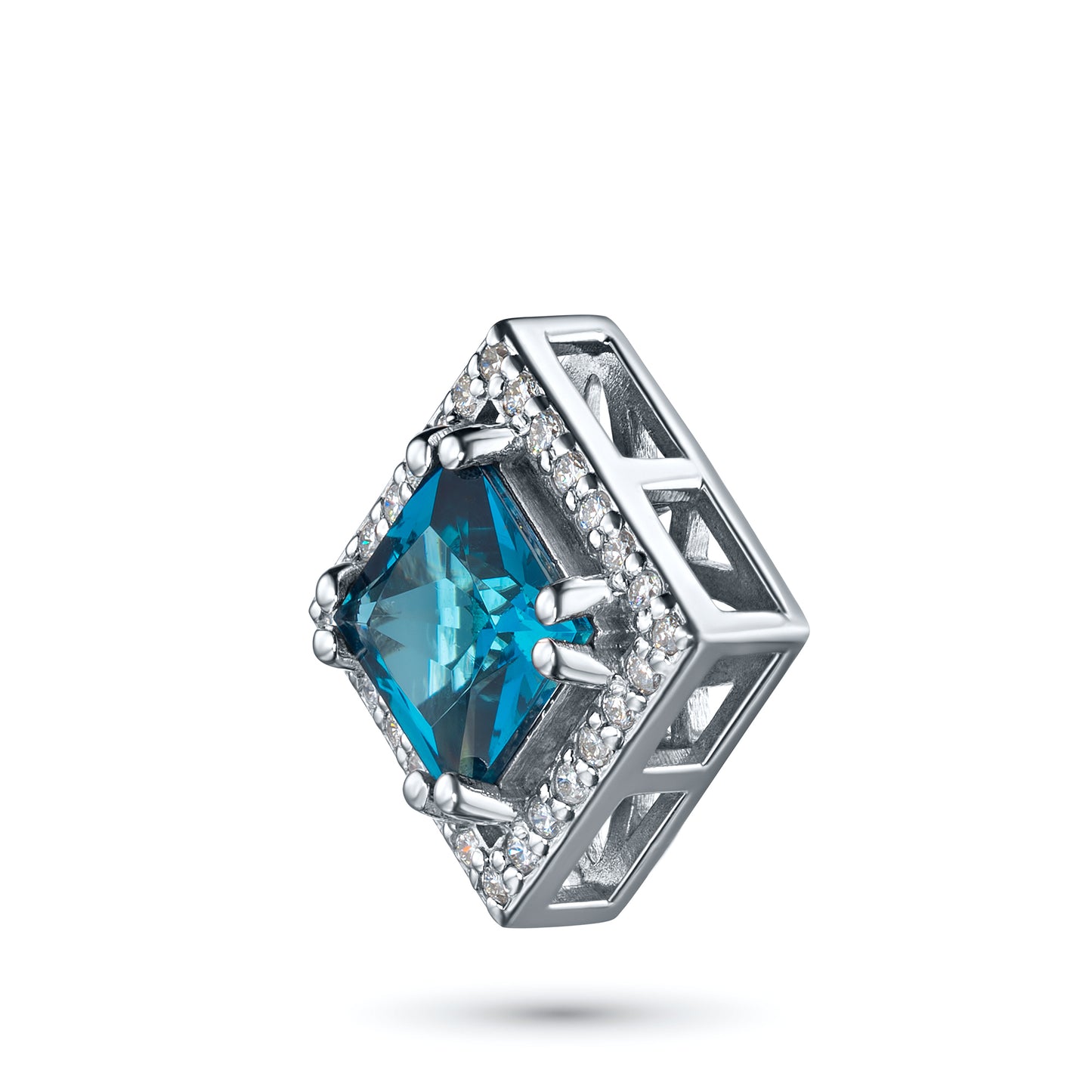 14K White Gold Pendant with Topaz and Lab-Created Diamonds 4.960 CT.TW
