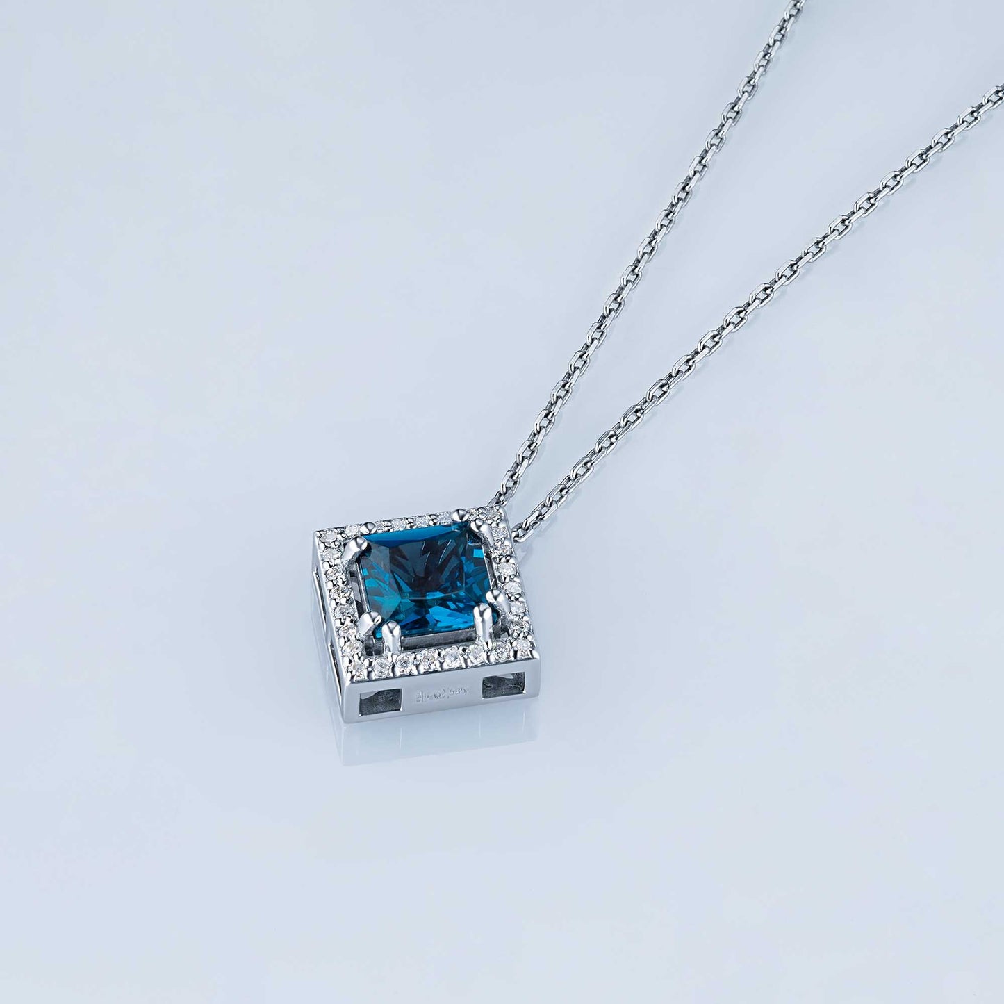 14K White Gold Pendant with Topaz and Lab-Created Diamonds 4.960 CT.TW