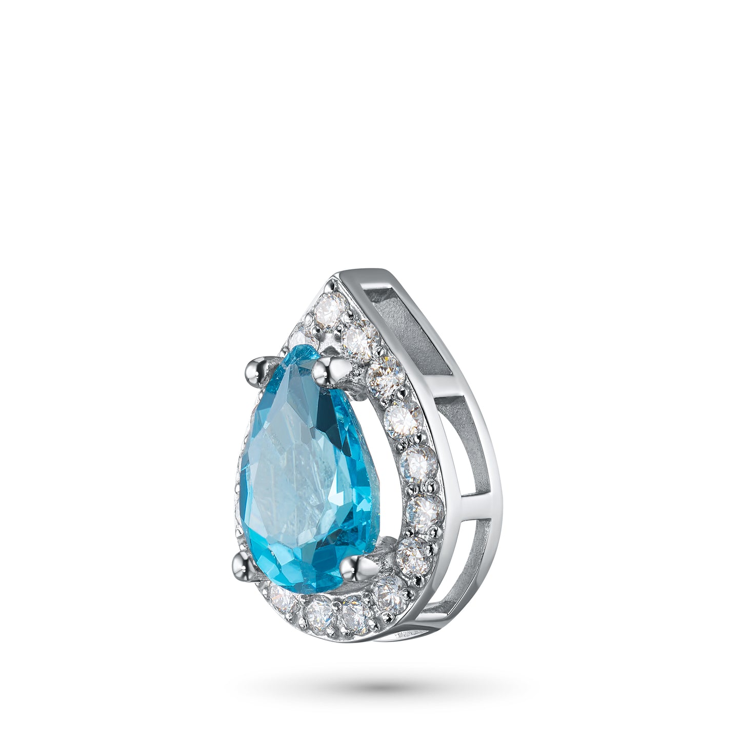 14K White Gold Pendant with Topaz and Lab-Created Diamonds 4.140 CT.TW