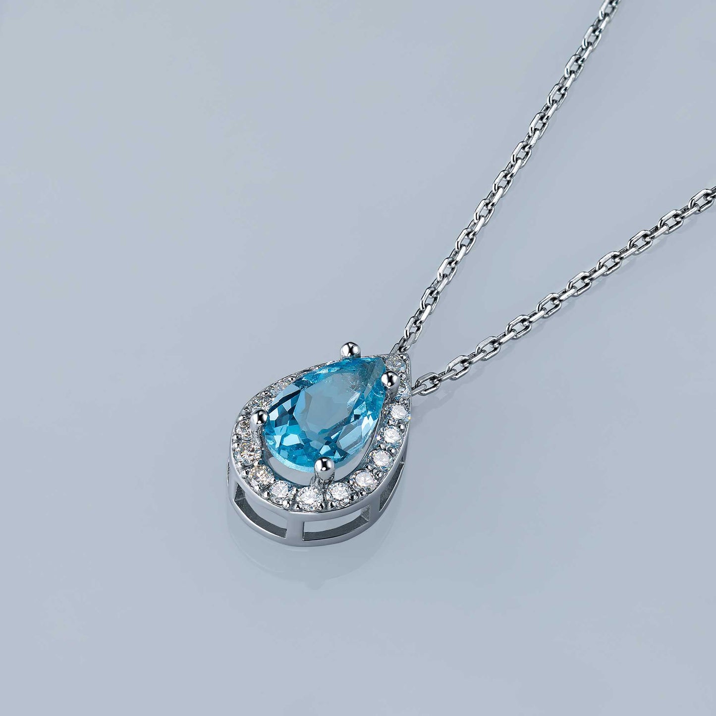 14K White Gold Pendant with Topaz and Lab-Created Diamonds 4.140 CT.TW