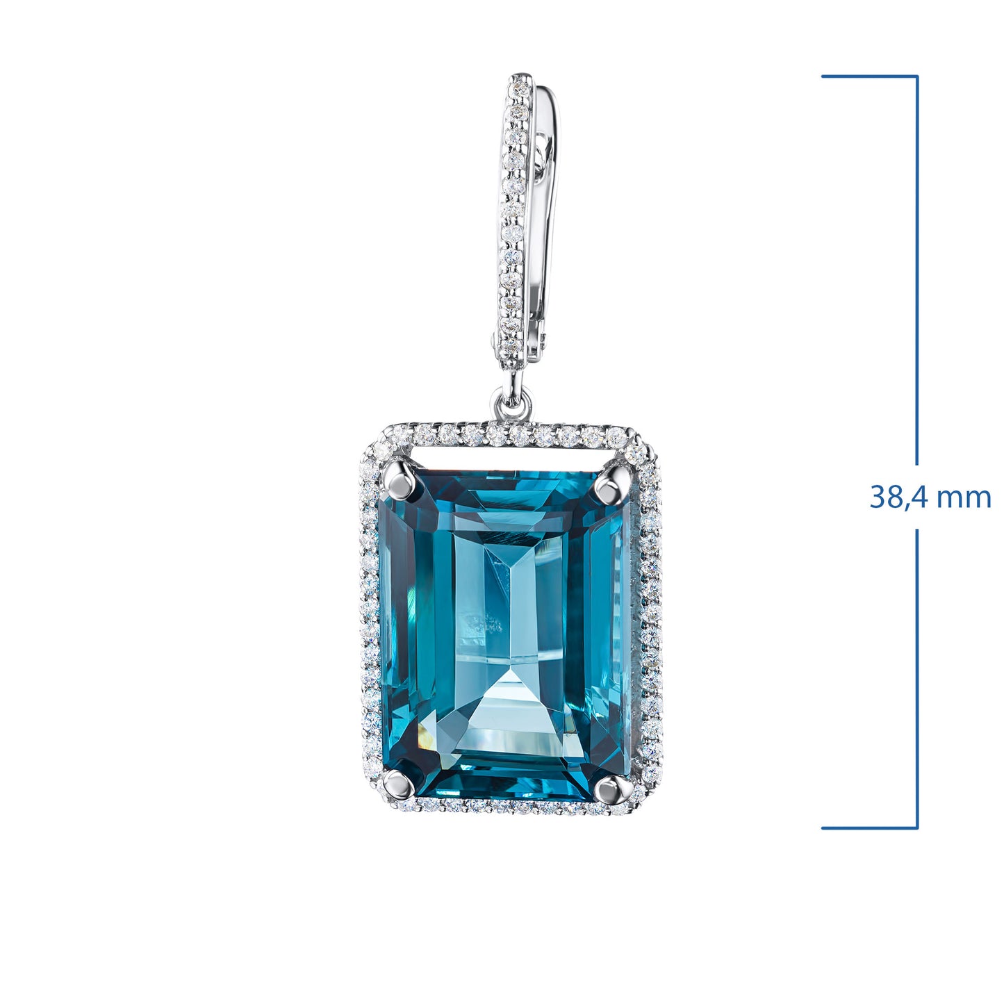 14K White Gold Earrings with Topaz and Lab-Created Diamonds 68.080 CT.TW