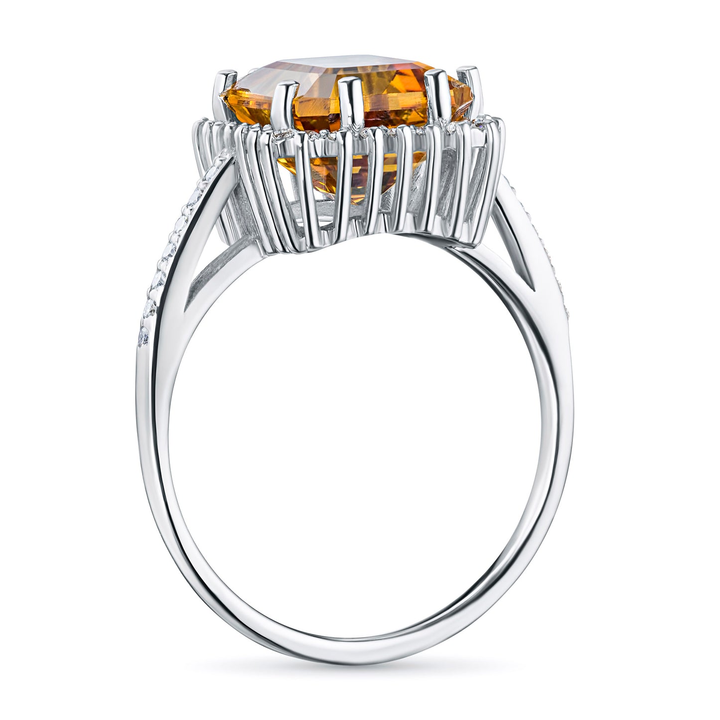 14K White Gold Ring with Chrome diopside and Lab-Created Diamonds 9.120 CT.TW
