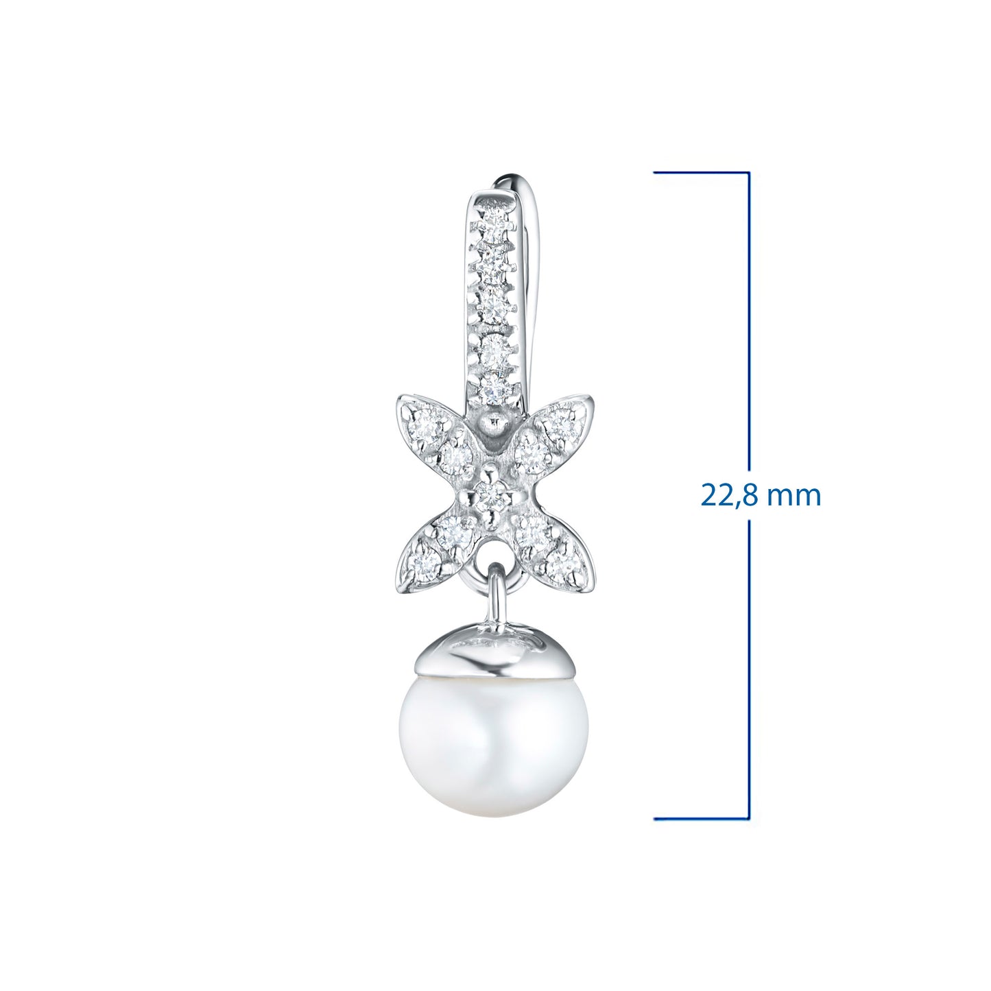 14K White Gold Earrings with Pearl and Natural Diamonds 6.970 CT.TW
