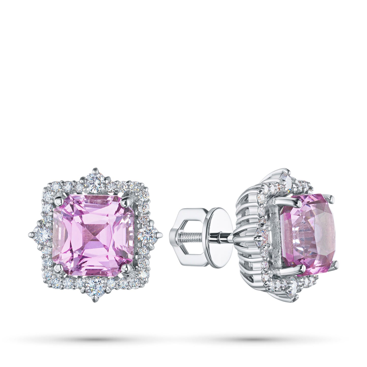14K Yellow Gold Earring Studs with Garnet and Lab-Created Diamonds 14.950 CT.TW