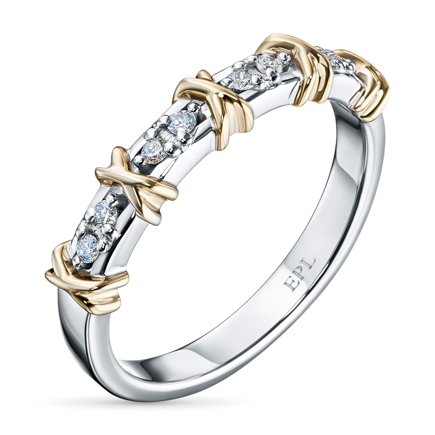 14K White-yellow Gold Ring with Natural Diamonds 0.590 CT.TW