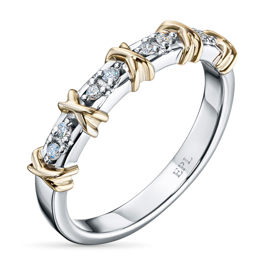 14K White-yellow Gold Ring with Natural Diamonds 0.590 CT.TW