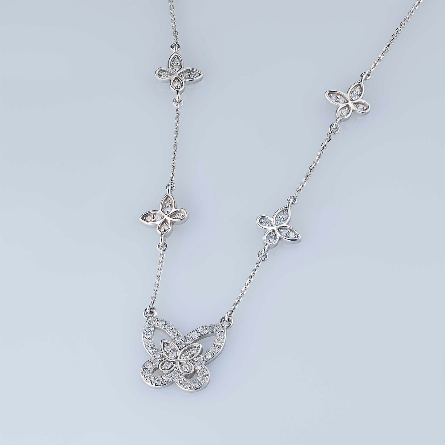 14K White Gold Necklace with Lab-Created Diamonds 25.860 CT.TW