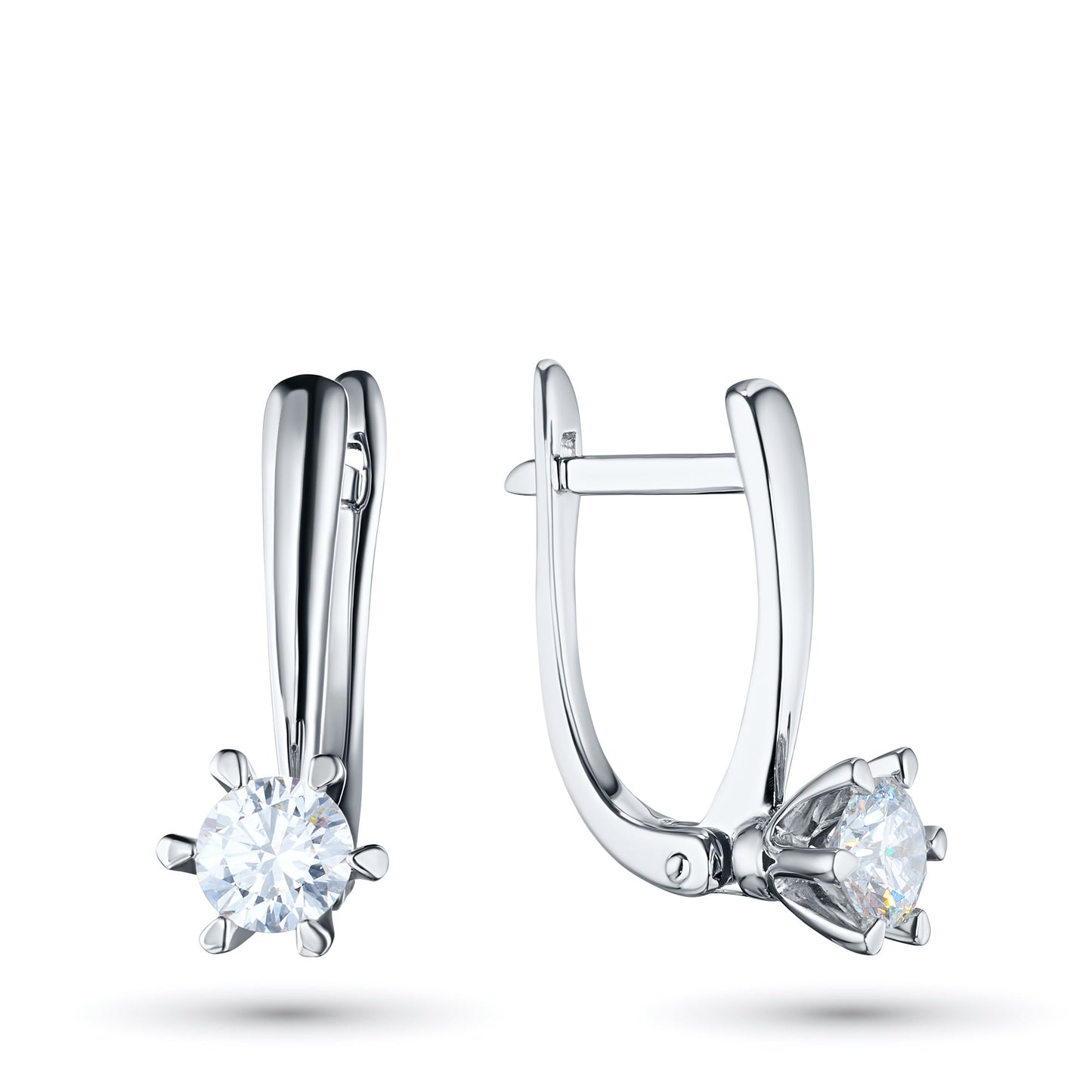 14K White Gold Earrings with Natural Diamonds 0.600 CT.TW